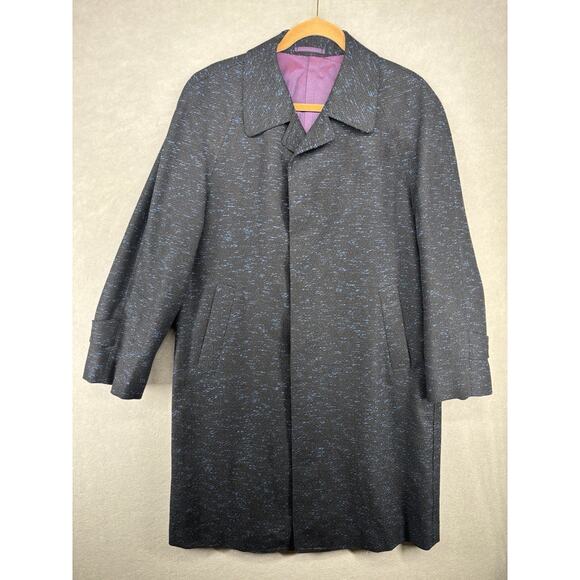 Topman Coat Men’s Wool Blend Double Black / Blue Sz M Japan - Picture 1 of 10